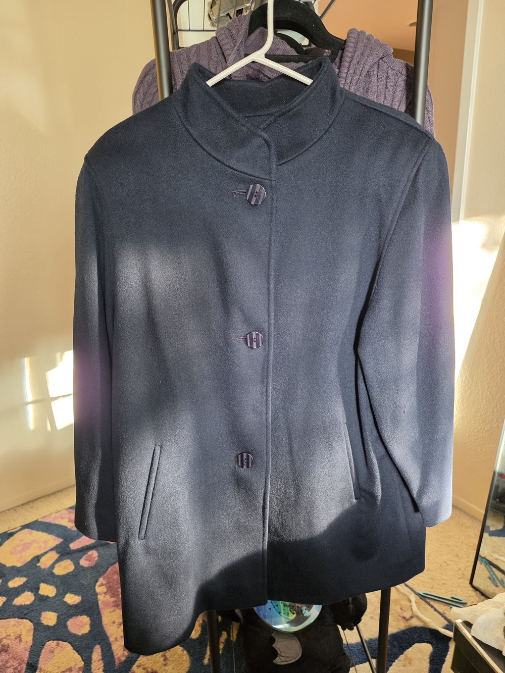 Kristen Blake Navy Single-Breasted Pea Coat